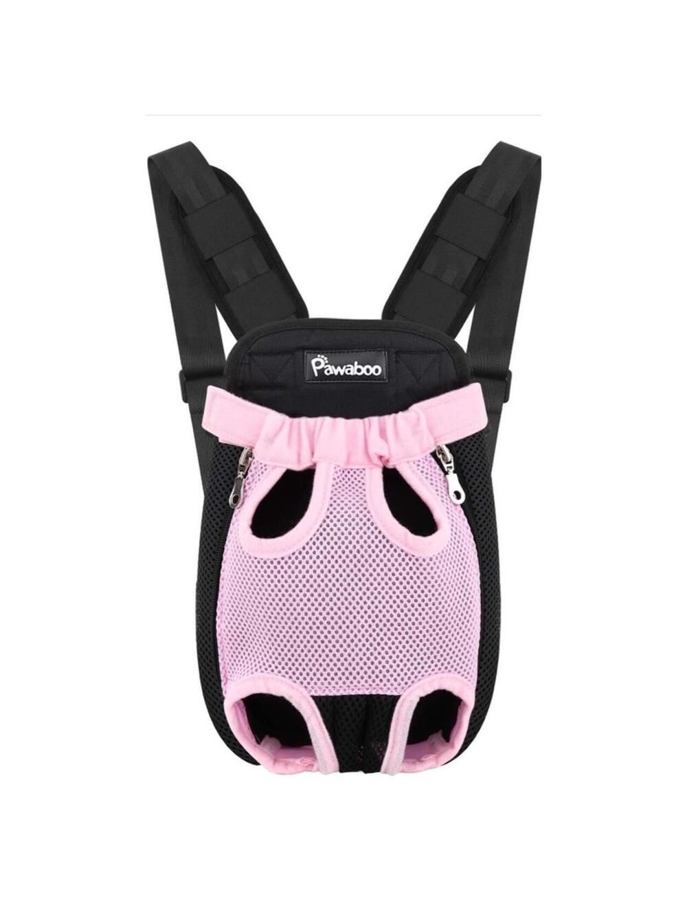 Pawaboo Pet Carrier Backpack Adjustable for Pets/Cat/Dog Bag, Black Pink MEDIUM